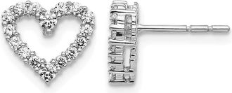 Diamond2Deal 10K White Gold 1/2 ct Lab Grown Diamond Heart Stud Earrings VS Clarity, G-H Color