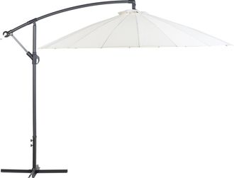 Beliani Sombrilla De Jard&iacute;n Beige Cantilever Con Marco De Aluminio Blanco 235 X 268 X 268 Cm Ajustable Calabria Ii