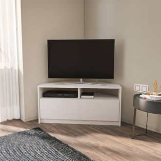 Decorotika Comero 100 cm Corner TV Stand for TVs up to 43 in White