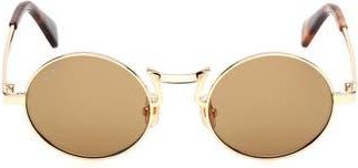 Max Mara 48mm Small Round Sunglasses in Deep Gold /Roviex Mirror at Nordstrom Rack