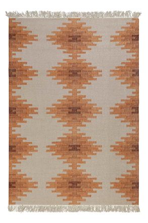 Green Looop Alfombra kilim de lana pura tejida a mano &eacute;tnica con flecos 300x400