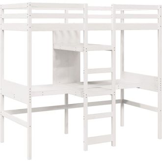 vidaXL Vidaxl - Cama Alta Sin Colch&oacute;n Madera Maciza De Pino Blanco 80x200 Cm