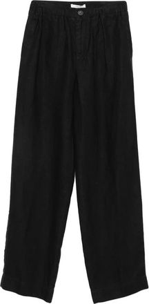 Vince Geplooide Wijde Pijpen Broek - Dames - Wijde Broeken - Zwart - XS - Leer - Broeken