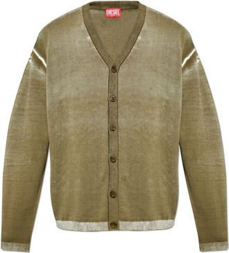 Diesel K-Larence-Cardigan-B - Heren - Vesten - Groen - XL - Katoen - Truien & Vesten
