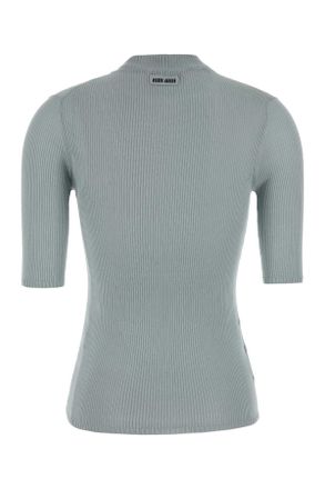 Miu Miu Womens Powder Blue Silk Top Astro Maglie