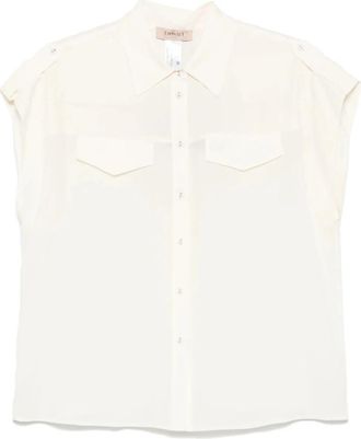 Twinset Zijden Blend Shirt Stijl 251Tp 2501 - Dames - Overhemden - Wit - 2XL - Overhemden
