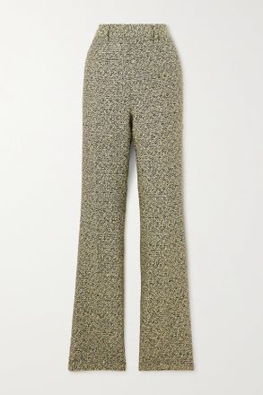 Alessandra Rich Pantaloni A Gamba Dritta In Tweed Di Misto Cotone Con Paillettes - Giallo