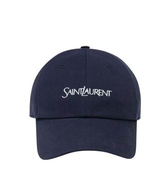 Saint Laurent Navy Blue Logo Baseball Cap