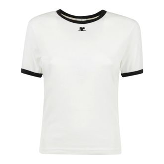 Courr&egrave;ges Contrast Tee Shirt - female - Courr&egrave;ges - T-Shirts - White - L - Tops