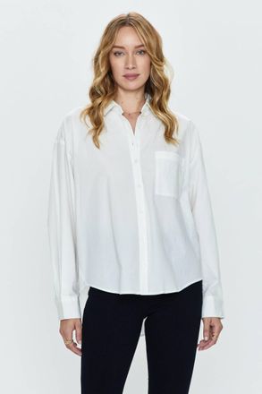 Pistola Denim Sloane Button Down Shirt Top In Le Blanc