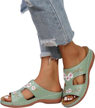 Generic Sandals for Women Womens Shoes Summer Womens Summer Seaside Wear Slippers Casual Flower Shoes Perfect for Beach Roman Sandals