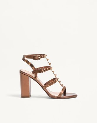 Valentino Garavani Sandalo Rockstud In Vitello Metallizzato Con Cinturini 90Mm Donna BRONZE 35.5