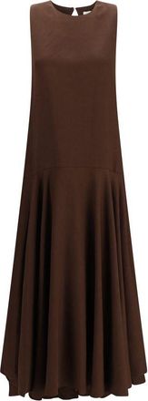 P.A.R.O.S.H. Brown Linen Casual Womens Dress