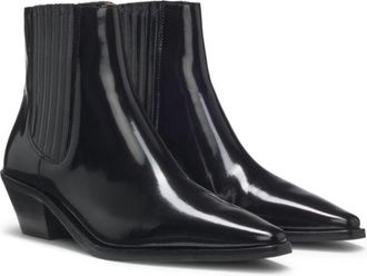 BOSS Cuban-heel ankle boots in polished leather