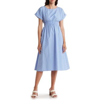 Love...Ady Gingham Print Short Sleeve Dress in Blue/White at Nordstrom Rack, Size Small