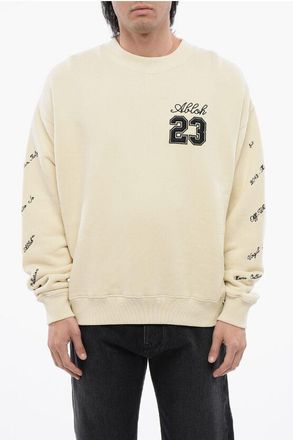 Off-white Skate-Fit geborsteld katoen 23 ronde hals sweatshirt in beige