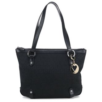 Fendi Black Canvas Leather Tote Bag (Pre-Owned)
