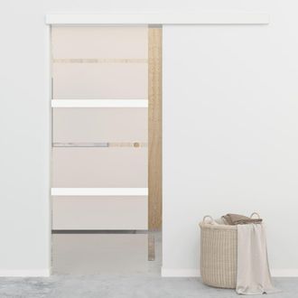 vidaXL Vidaxl - Puerta Corredera Con Tope Suave Vidrio Esg Y Aluminio 76x205 Cm