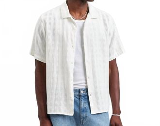 Wax London Didcot Open Weave Grid Short-Sleeve Shirt In Ecru