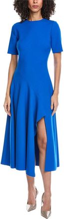 Oscar De La Renta Wave Detail Stretch Wool-Blend Maxi Dress