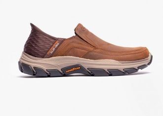 Skechers 204810/cdb Respected-elgin Mens Shoes Dark Brown Leather - Size UK 14