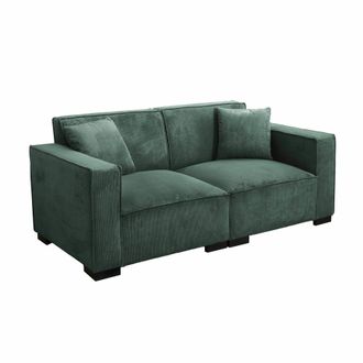 Oviala Sof&aacute; recto de 2 plazas de pana, color verde oscuro, 180 cm de ancho