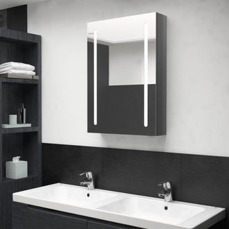 Berkfield Home LED Bathroom Mirror Cabinet Shining Grey 50x13x70 cm | Size: 50 x 13 x 70 cm