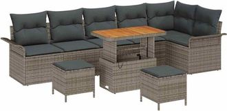 vidaXL Garden Sofa Set with Cushion with Storage 9 pcs Grey vidaXL