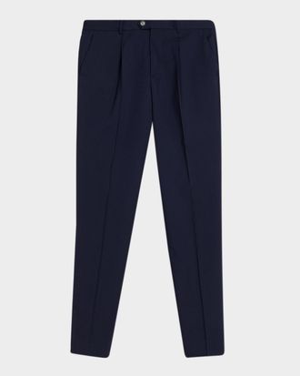 Brunello Cucinelli Men & apos;s Virgin Wool Sharkskin Pleated Trousers