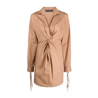 ADĀMO Andrea Adamo Kleedjes, Dames, Beige, M, Katoen, Katoenen Minjurk