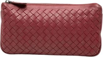 Bottega Veneta Pre-owned Clutches, female, Red, Size: ONE SIZE Pre-owned Woven Nappa Pouch