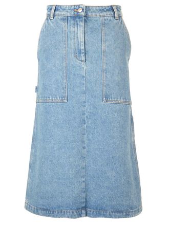 Maison Kitsuné Denim Midi Skirt Gonne Blu-Donna