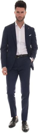 Paoloni Slim Fit Wollen Pak met 2 Knopen - Heren - Business pakken - Blauw - XL - Wol - Kostuums
