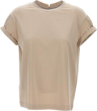 Brunello Cucinelli Beige Crewneck T-shirt