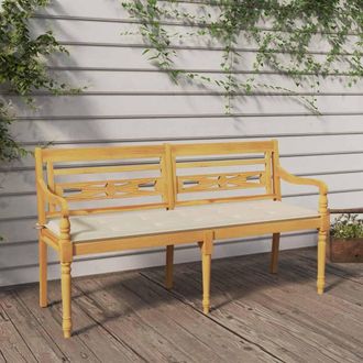 vidaXL Vidaxl - Banco Batavia Coj&iacute;n Color Crema Madera Maciza De Teca 150 Cm