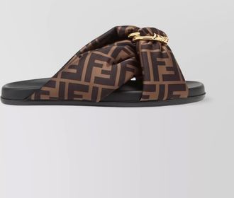 Fendi printed satin slide sandals