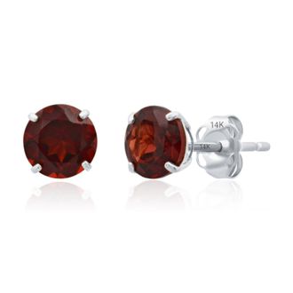 MAX + STONE 14k White Gold 6MM Round Stud Gemstone Earrings