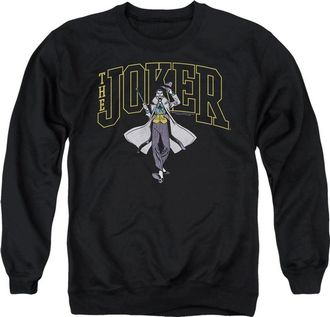 Gildan Batman Joker Varsity On Black Adult Crewneck Sweatshirt