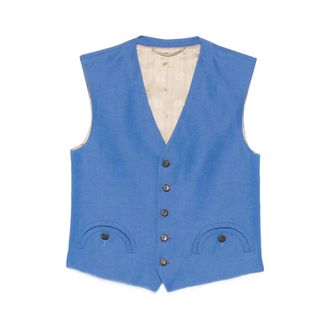 Blaz&eacute; Milano Vests, female, Blue, Size: XS Front-pocket Waistcoat