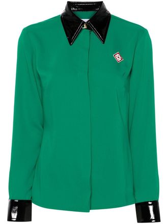 Casablanca contrast-collar crepe shirt - Green