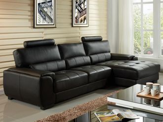 Vente-Unique Sof&aacute; rinconera de piel METROPOLITAN II - Negro - &Aacute;ngulo derecho