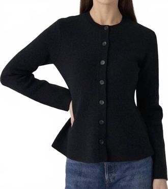 White + Warren Peplum Cardigan In Black