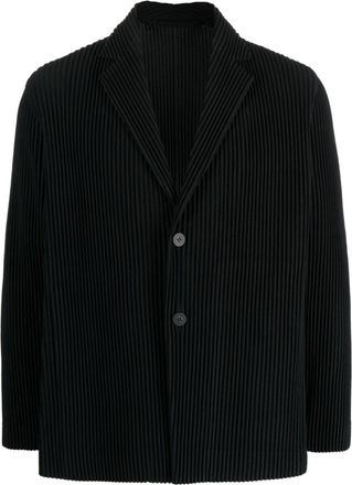 Homme Plissé Issey Miyake plissé single-breasted blazer - men - Polyester/Polyester - 4 - Black
