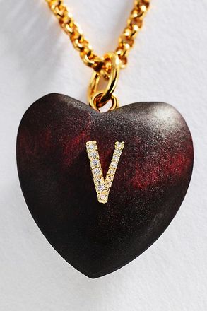 Timeless Pearly Wood Initial Pendant Necklace
