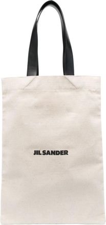 Jil Sander White White Logo Large Tote