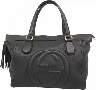 Gucci Black Leather Tote Bag (Pre-Owned)