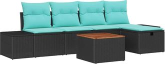 vidaXL Conjunto De Sof&aacute;s De Jard&iacute;n 6 Uds. Negro Rat&aacute;n Sint&eacute;tico Vidaxl