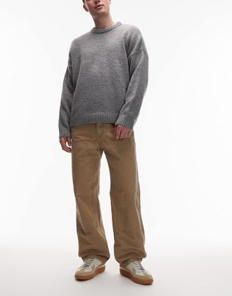 Levi's 568 - Pantaloni ampi dritti beige con ginocchia doppiate-Neutro