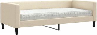 vidaXL Sof&aacute; Cama Con Colch&oacute;n Tela Crema 90x200 Cm Vidaxl