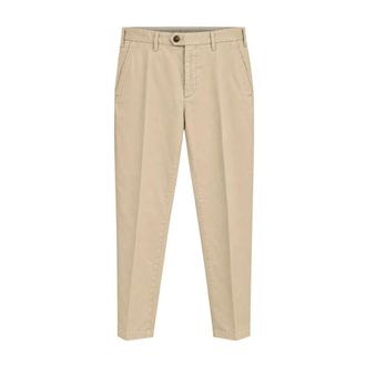 Canali Chinos de Gabardina de Algod&oacute;n C&oacute;modo - Trousers - Hombre - Beige - 2XL